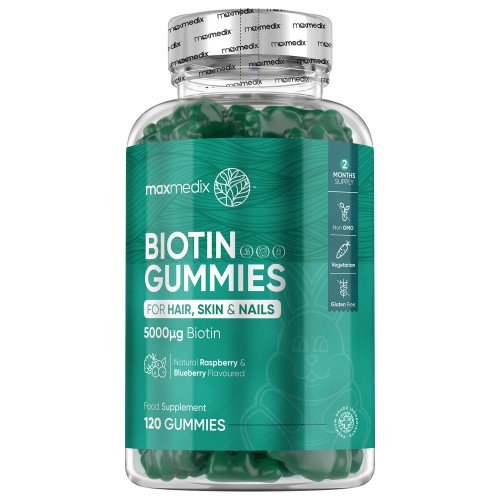 Biotin Gummies 120 stk, 5000 mcg Vitaminer til håret, hud og negle