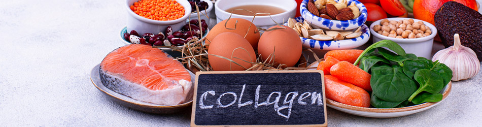 Flere forskellige fødevarer har et højt indhold af collagen. Flere forskellige fødevarer har et højt indhold af collagen.